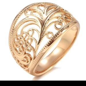 Elegant Filigree Ring Champagne Golden-8